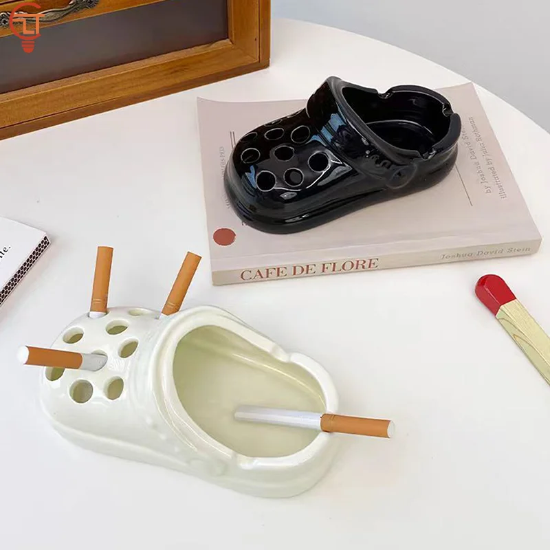 Ceramic Ashtray Cute Shoe Car Interior Decoration Ornaments Office Living Room Ashtray Car Ash-Proof Ashtray Smoking Accessories