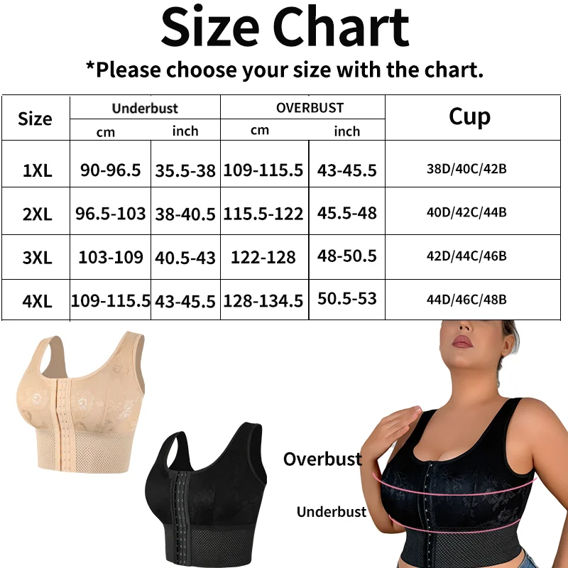 Front Closure Push Up Bra Women Underwear Ultra Thin Cup Breathable Wireless Floral Bralette Shapewear Tummy Control Vest XL-4XL image 6