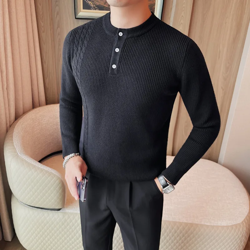 Brand Men Turtleneck Sweaters and Pullovers New Fashion Knitted Sweater Winter Men Pullover Homme Wool Casual Solid Clothes 4XL