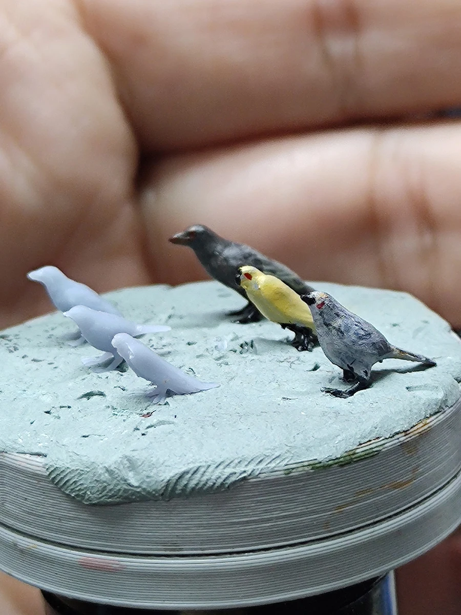 3D-Gedrucktes Harz-Miniatur-Vogel-Tiermodell-Set, Architektur-Gebäude-Diorama Sandtisch-Dekoration Passend für 1/35 1/48 1/64 1/72