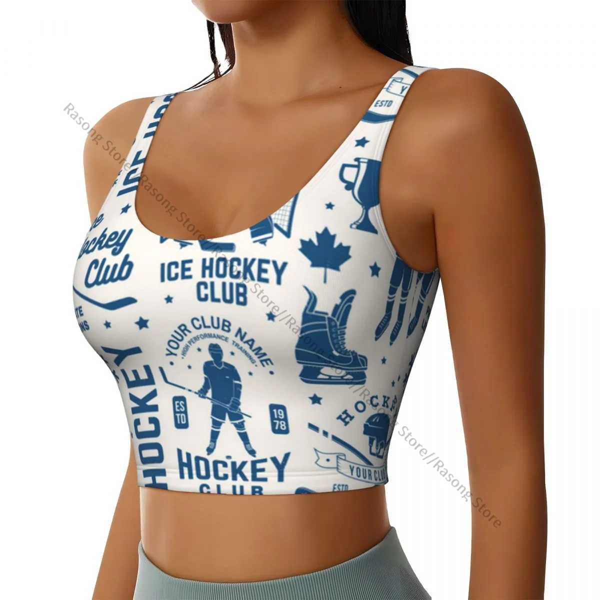 Sports Bra Women Running Yoga Clothes Vest Ice Hockey Club In Retro Style Gathering Fitness Vest