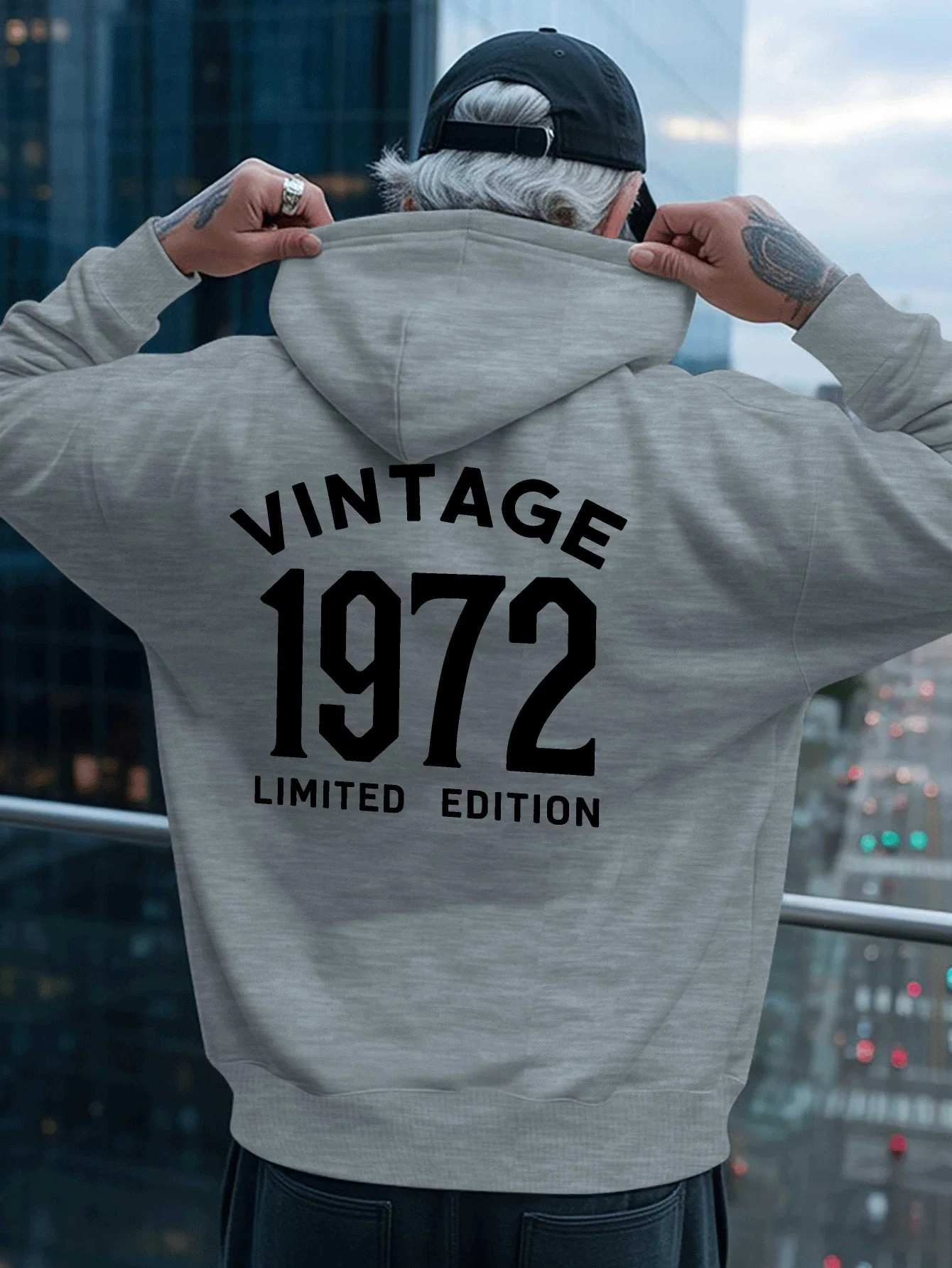 Men's sports essentials hoodies Retro Year Number Text Graphic Print Fashion Sweatshirt Urban Streetwear Autumn winter clothes.