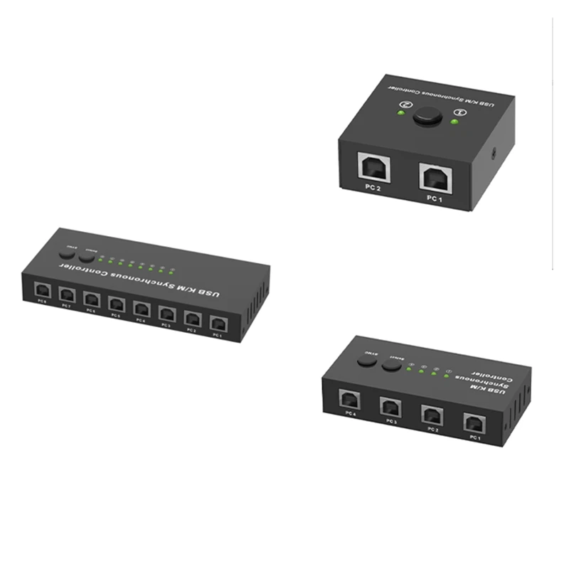 Controlador síncrono USB K/M, interruptor KVM, múltiples ordenadores comparte 1 juego de ratón y teclado