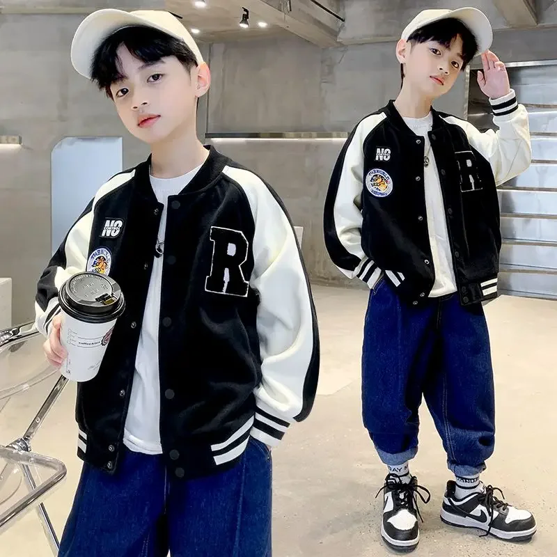 

Fashion Teen Spring Autumn Boys Jackets Coat Boys Basketball Jacket Kids Hooded Baseball Uniform Children Bomber Jacket 5-14 Yrs