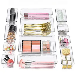 Clear Drawer Organizers Plastic Makeup Dividers Storage Box Dresser Office Desk Drawer Separator Cosmetic Kitchen Home Organizer