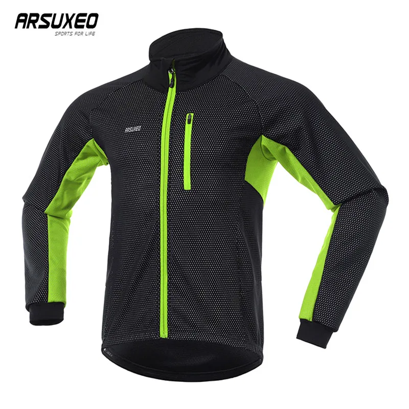 ARSUXEO Winter Keep Warm Cycling Jacket Men Quick Dry Bicycle Clothing Jersey Windproof Waterproof Ride Coat Road Bike Equipment