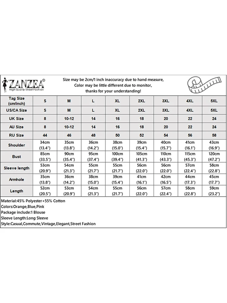Manga longa vintage algodão blusas femininas elegantes topos 2025 zanzea outono blusa moda cor sólida com decote em v botões túnica S-3XL