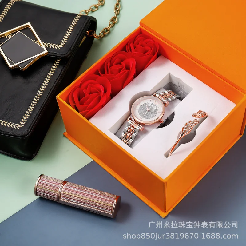 Женские часы «Звездное небо», модные блестящие трендовые кварцевые часы с бриллиантами, креативные круглые водонепроницаемые часы для девочек