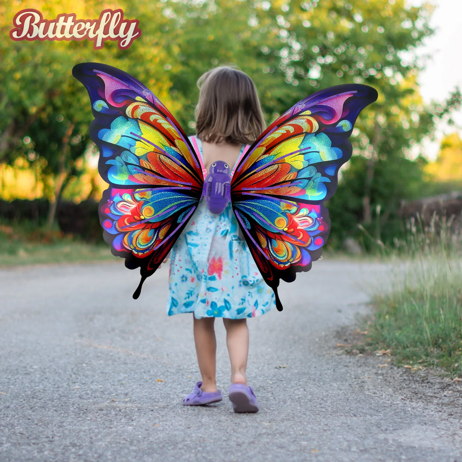 Juguete eléctrico de ala de mariposa para niños con luces LED y música para niñas, alas móviles iluminadas para regalos de cumpleaños o Navidad