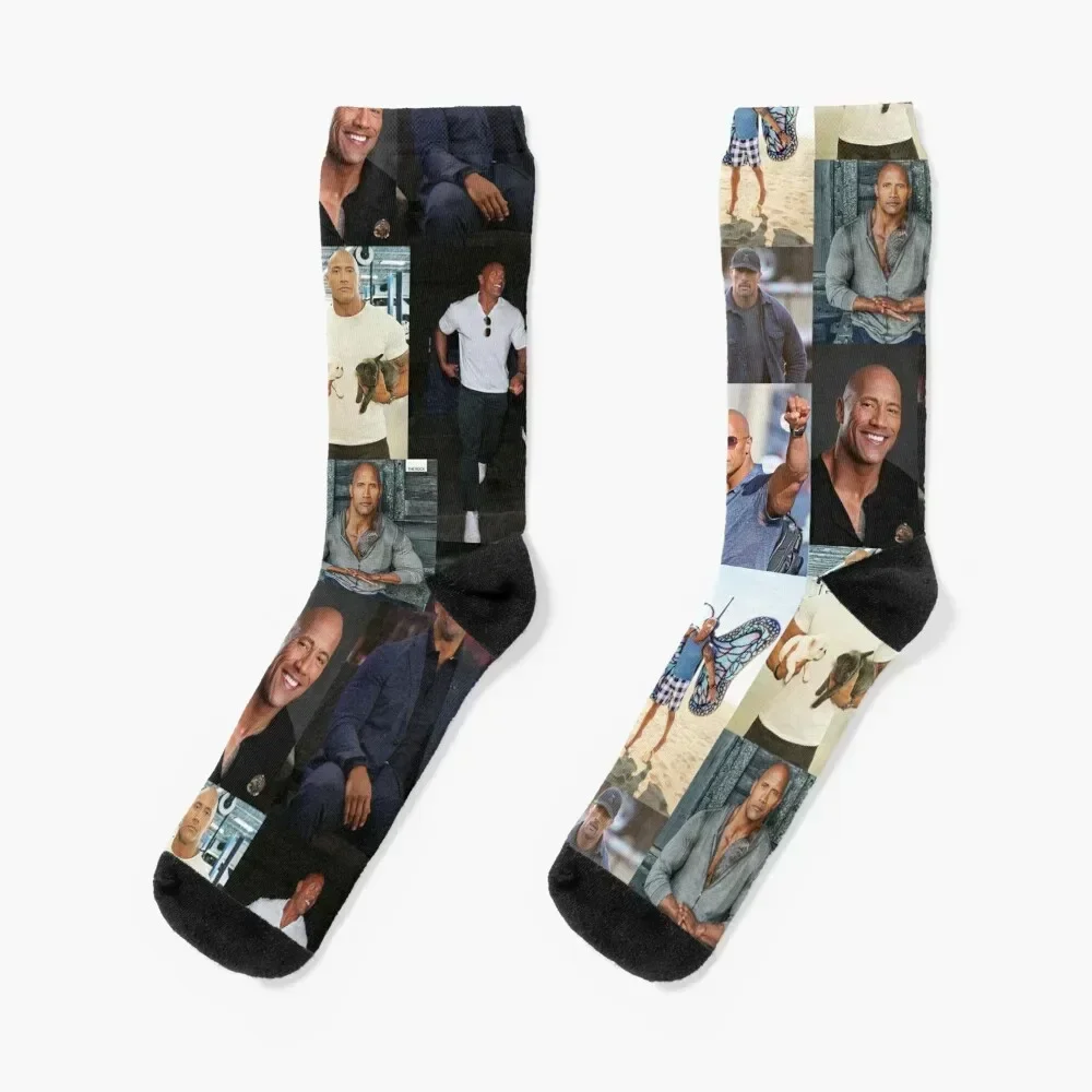 

Dwayne Johnson collage Socks christmas stocking Crossfit Mens Socks Women's