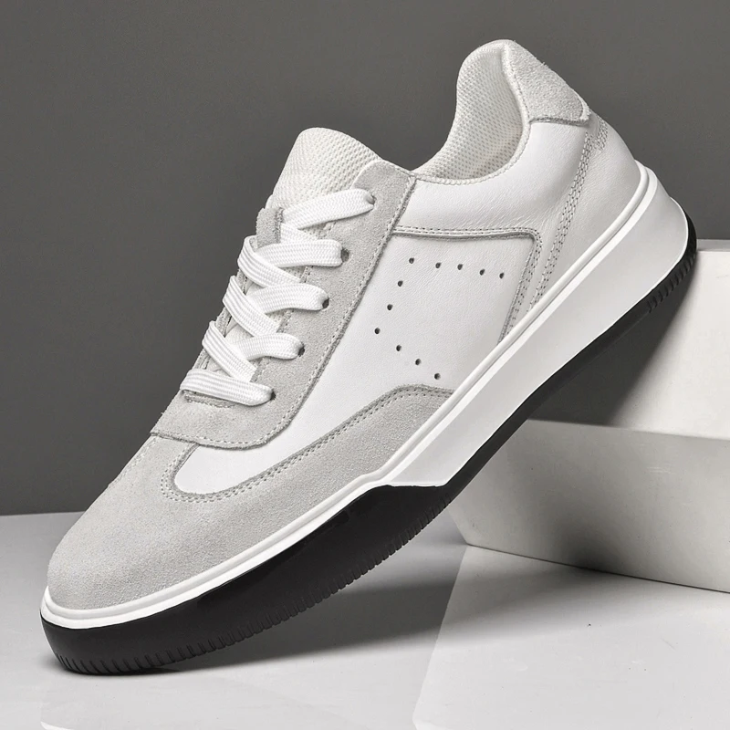 

Men's Fashion Casual Shoes Genuine Leather Upper Lace-Up Comfort Trainer for Walking, Outdoor, Business, and Leisure Activities