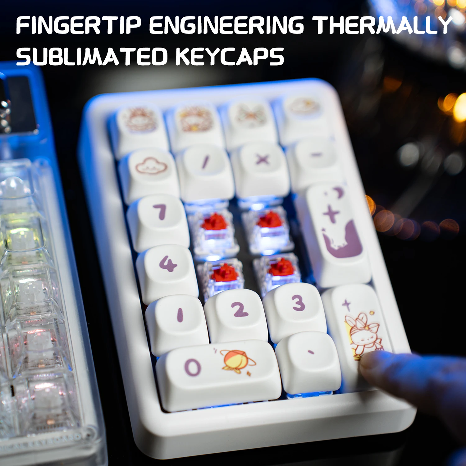 21-Key Wireless Mechanical Keyboard Number Pad Tri-Mode Cartoon Numeric Keypad with Hot-Swappable Switches RGB Backlight