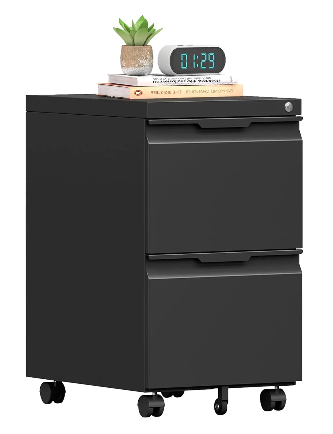 

2 Drawer Mobile File Cabinet with Lock, Metal Filing Cabinet, Under Desk Rolling Small Filing Cabinet with Wheels, Customized