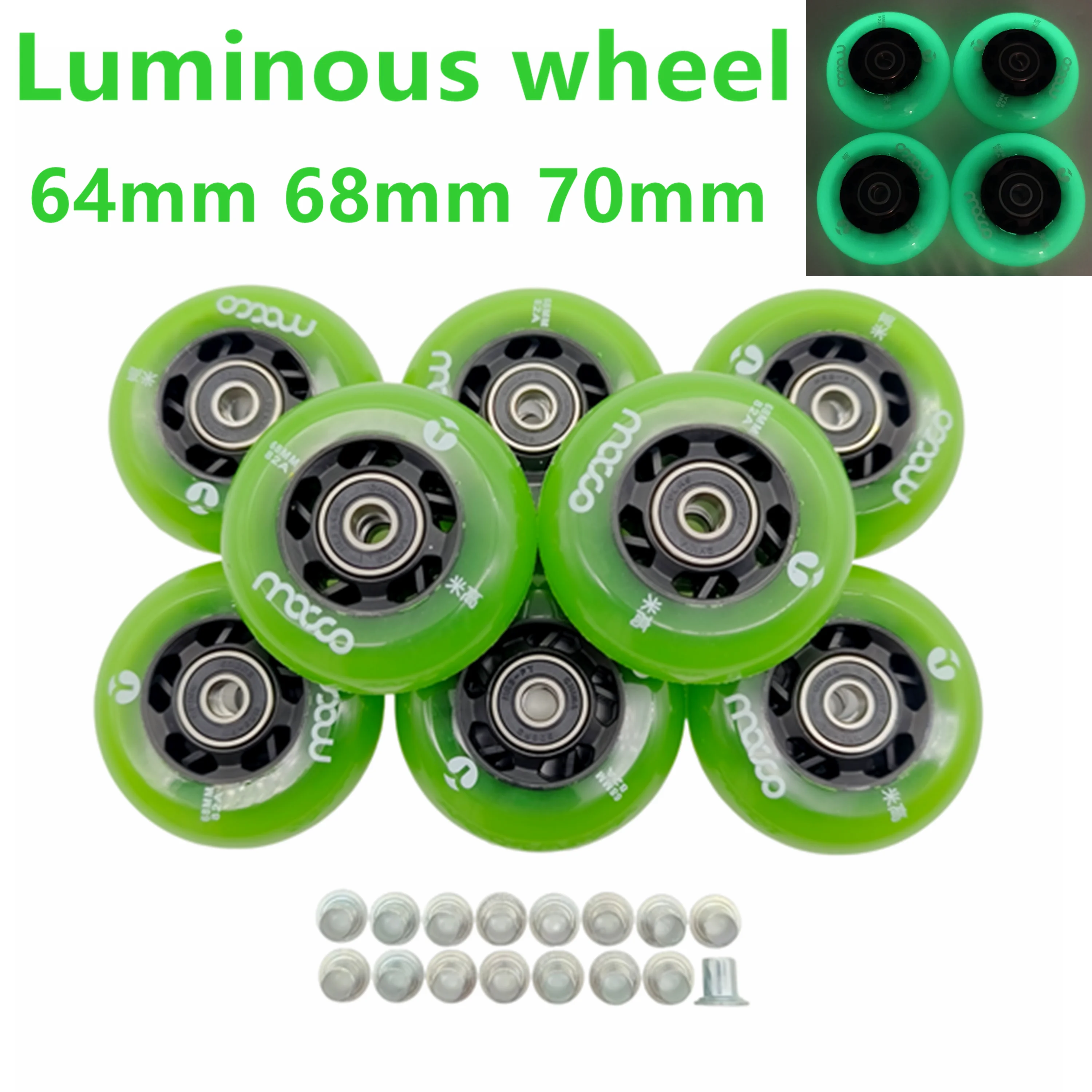 luminous-roller-wheel-for-children-inline-skate-wheel-64mm-68mm-70mm-82a-8wheels-lot