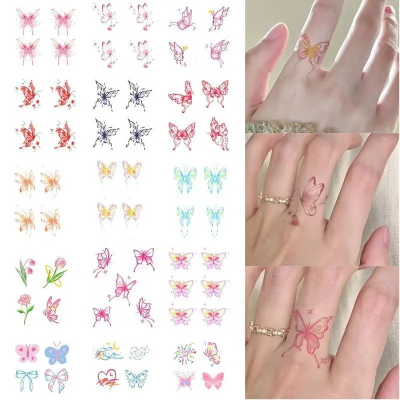 Mini Butterfly Flower Cartoon Dogs Cute Temporary Tattoos Waterproof Long Lasting Tattoo Stickers Multi Styles Tattoo Art Decals