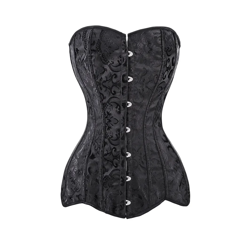 Corsets and Bustiers for Women Top Christmas Sexy Corselet Satin Long Torso Overbust Brocade Vintage Plus Size