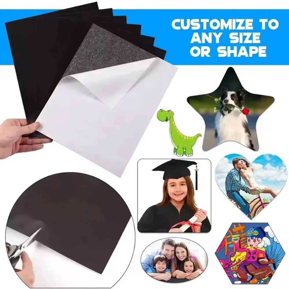 A4 Magnetic Mat Sheets Flexible Easy Peel Magnet Sheet Self-Adhesive Adhesive Magnetic Sheets Fridge Crafts Photo Picture Decor