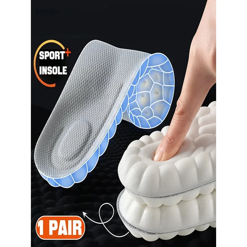 1Pair 4D Soft Shoes Insoles for Feet Plantar Fasciitis Insole Arch Support Orthopedic Inserts Sports Shock Absorption Shoe Pads