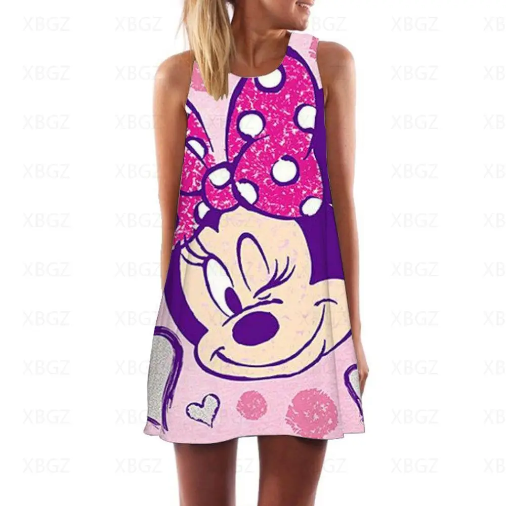 Moda Minnie Mouse abiti per donna 2022 Top abito da donna topolino estate donna Cool Disney Mini Cartoon Beach Print Boho Sexy