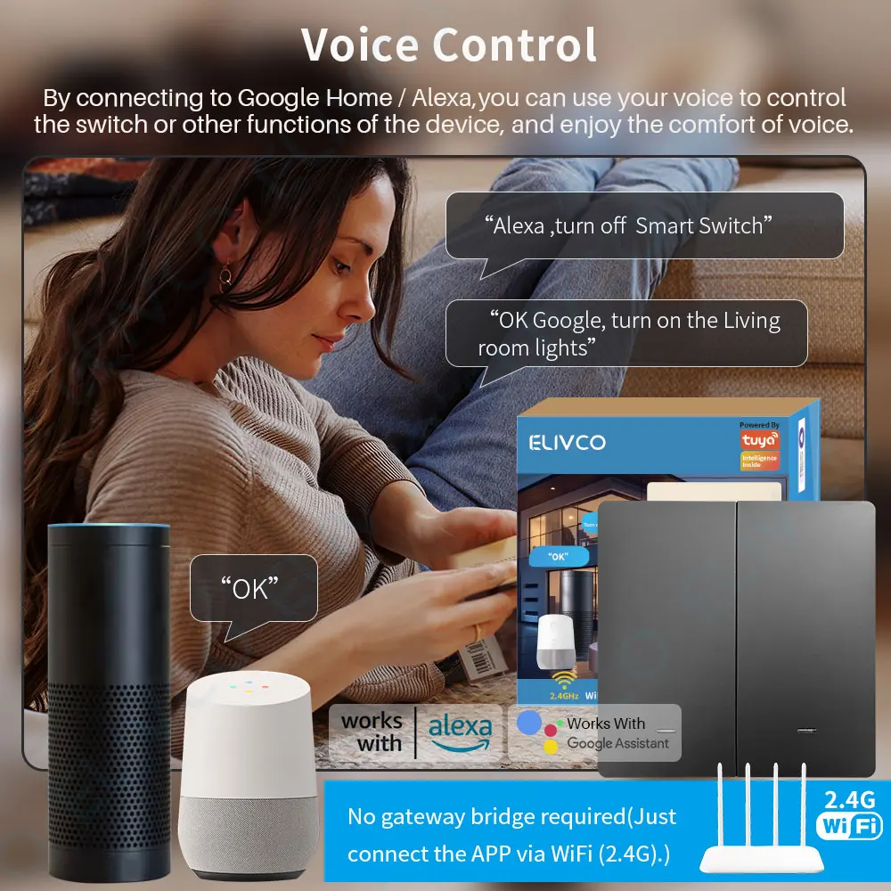 Tuya Smart WiFi Light Switch Push Button No Neutral Wire Switch Smart Life Voice Control Via Alexa Google Home Yandex Alice