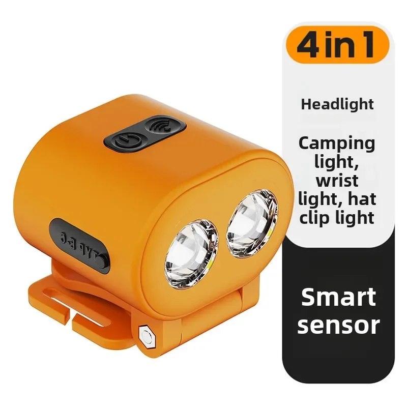Mini Magnetic Hat Brim Light, Motion Sensor Rechargeable Head Lamp, Portable Clip-on Work Light for Fishing Camping Outdoor