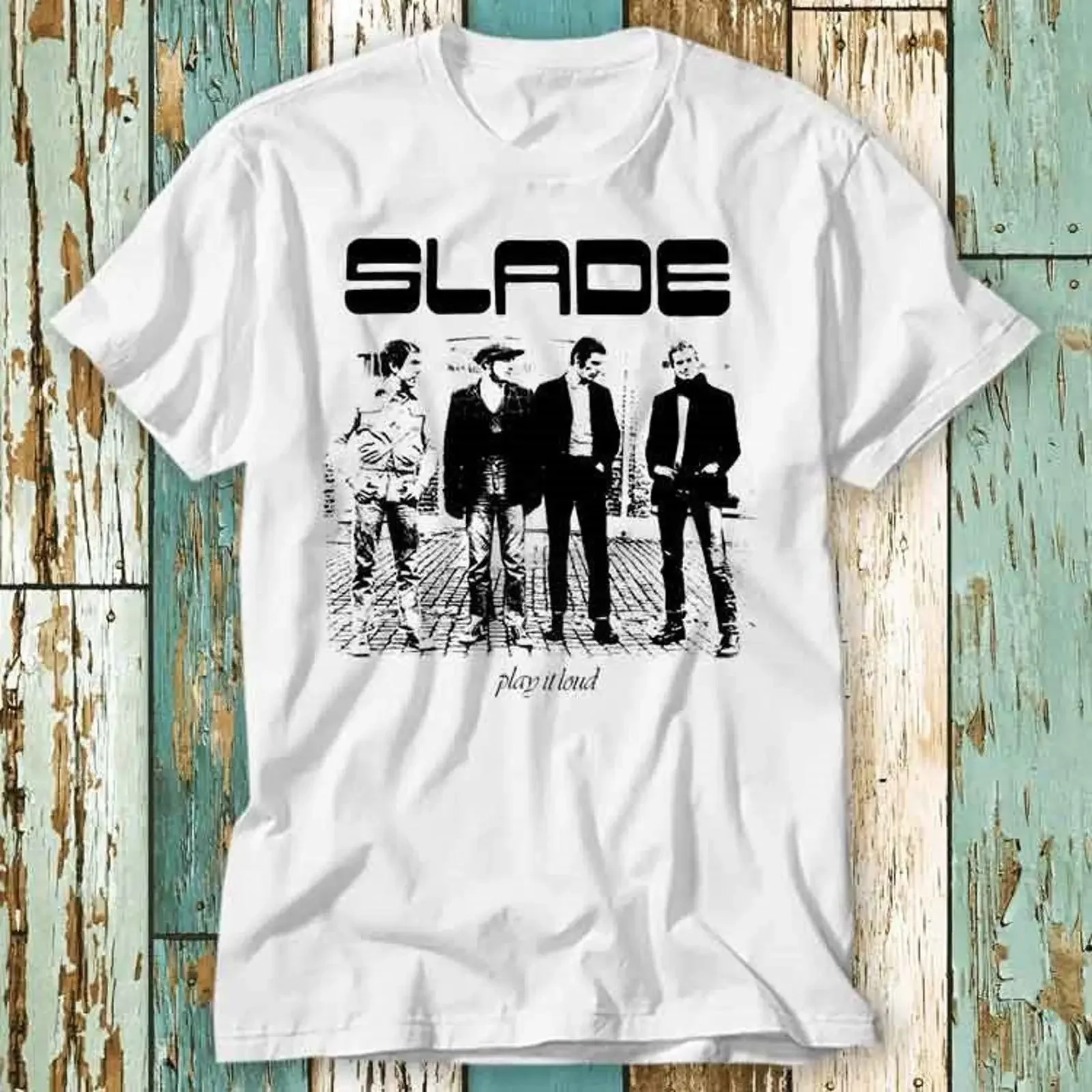 Retro 70s Slade Rock Band Play It Loud T Shirt Vintage Music Casual Top for Fans vintage Washed Top For Everyday Wear homme
