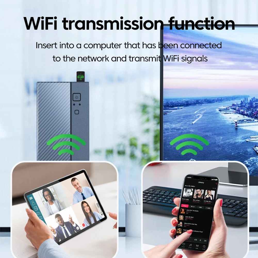 2 In 1 Bluetooth 5.4 WiFi USB Adaptor Kartu Jaringan Nirkabel WiFi 6 AX900 Dongle Dual Band 2.4G & 5GHz untuk PC Driver Gratis USB WiFi