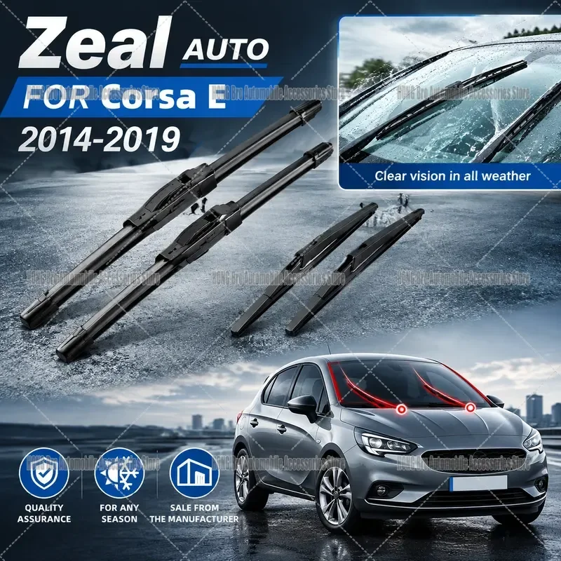 For Vauxhall Opel Corsa E X15 Mk5 2014-2019 Front Rear Windshield Wiper Blades LHD 26 15 12 Inch Auto Accessories3pc