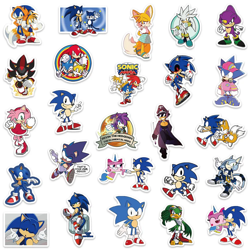 50Pcs/Set Cartoon Sonic Stickers Hedgehog Anime Toys Cartoon Graffiti Sticker for Water Bottle Laptop Luggage