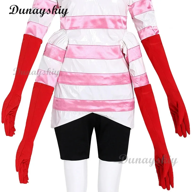 2025 ♥   Seragam Kostum Cosplay Malaikat Debu Hotel Hazbin Baru Gaun Pesta Ulang Tahun Wanita Anak Perempuan Kostum Halloween Karnaval ☆ ★