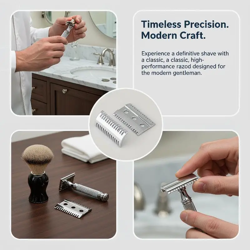Razor Stainless Steel Top Aggressive Chrome Color Double-edged Mens Slant Safety Razor Head Replacement Accessory