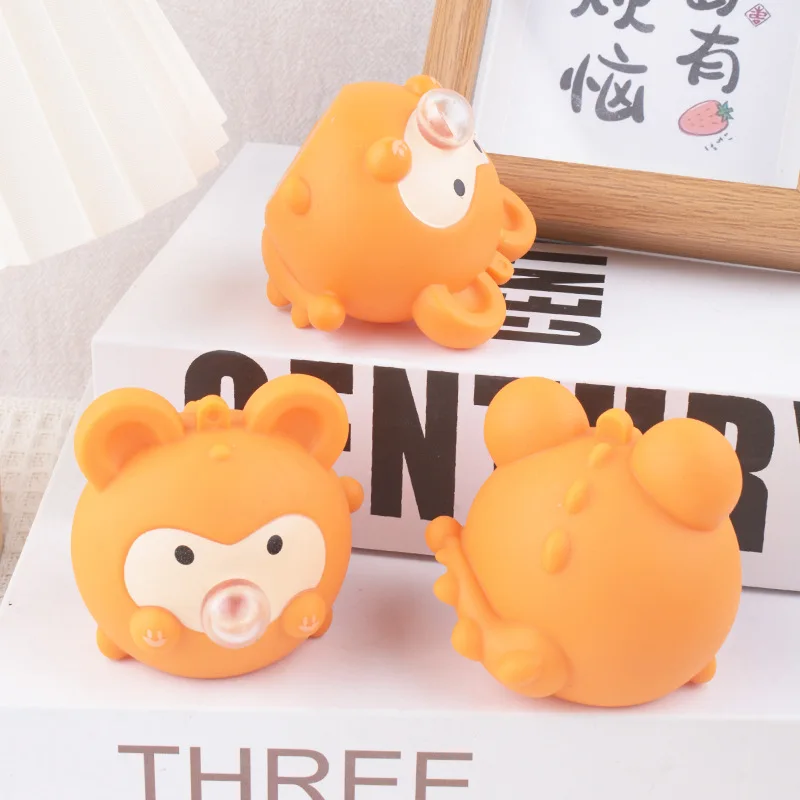 かわいい動物のピンチトイ、唾吐きバブル、面白いリラックスボール、感覚フィジェットトイ、小さなスクイーズボール、子供の誕生日プレゼント