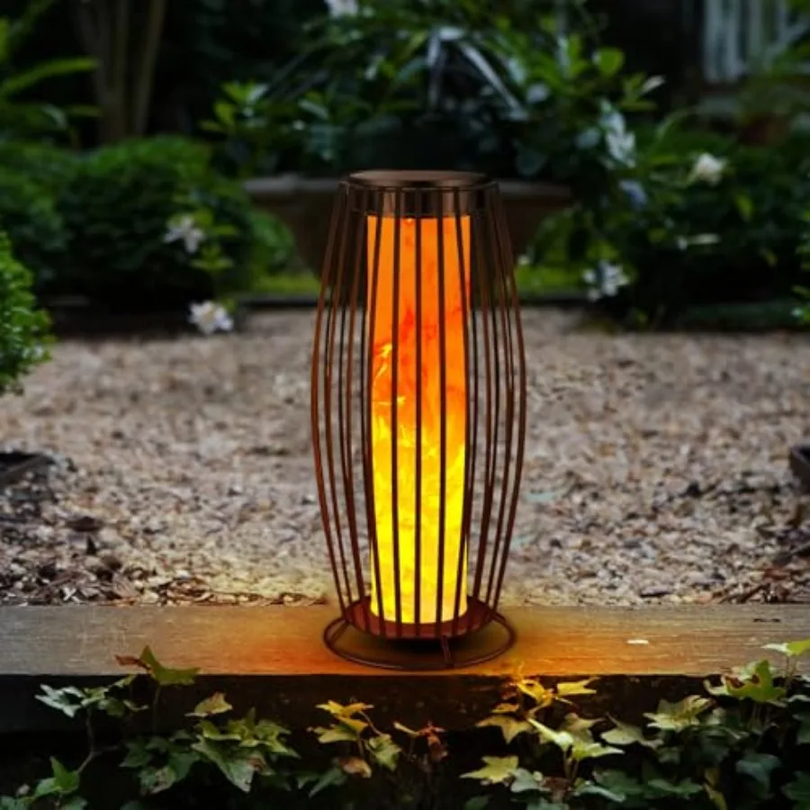 Solar Outdoor Floor Lamp Flickering Flame Solar Outdoor Light Solar Lanterns Outdoor Waterproof Auto On/Off Solar Lantern for P