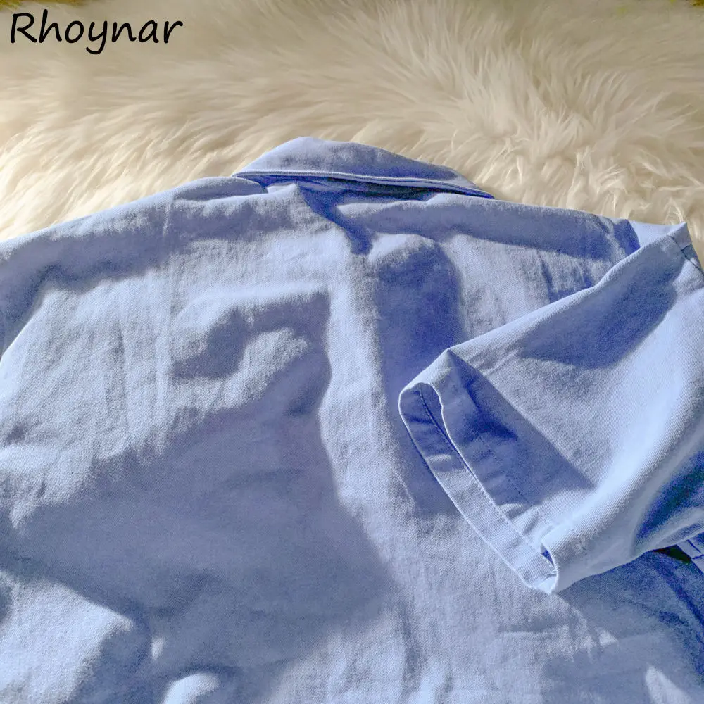 Shirts Frauen Alle-spiel Paar Mode Brief-bestickt Sommer drehen-unten Kragen Vintage Harajuku Koreanischen Stil Einfache weibliche Top