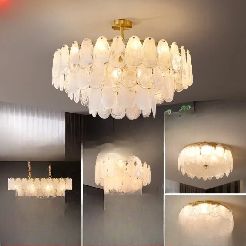 LED whole house lamps, living room chandelier headlights, three bedrooms and two living rooms [all copper feathers]