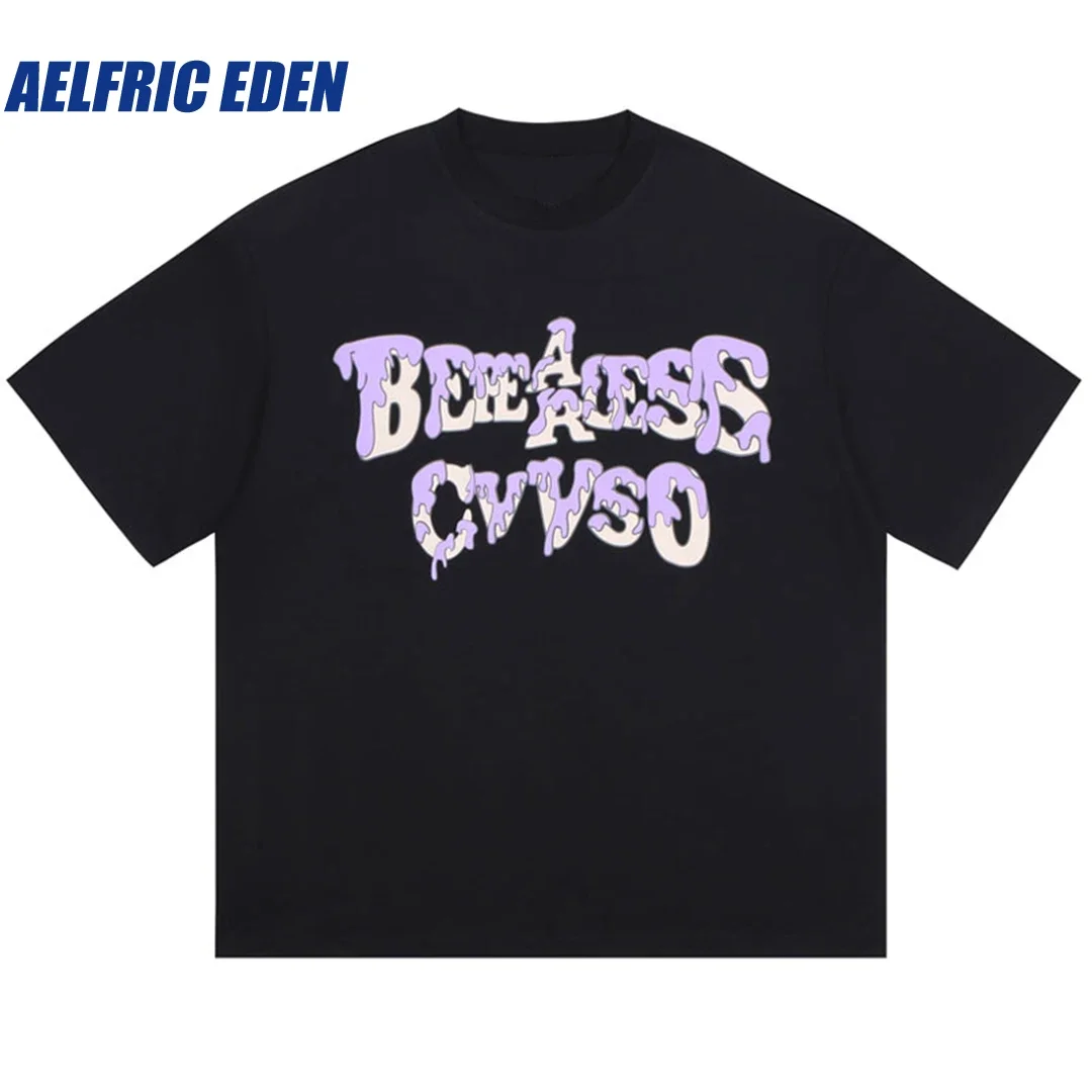 Aelfric Eden Letter Devil Heart Print Oversized Tshirt Harajuku Streetwear T-Shirt Hip Hop 2023 Fashion Casual Loose Top Shirts