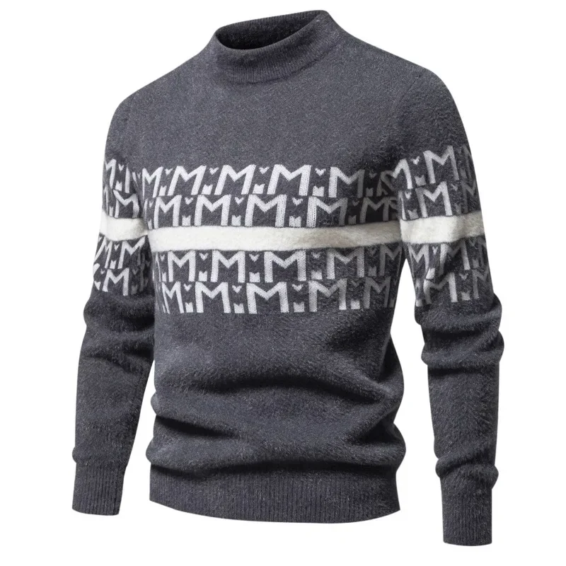 Neuer Herbst-und Winter-Strick pullover mit Rundhals ausschnitt, modischer, warmer und schmal geschnittener Pullover, Vintage-Pullover, Herren