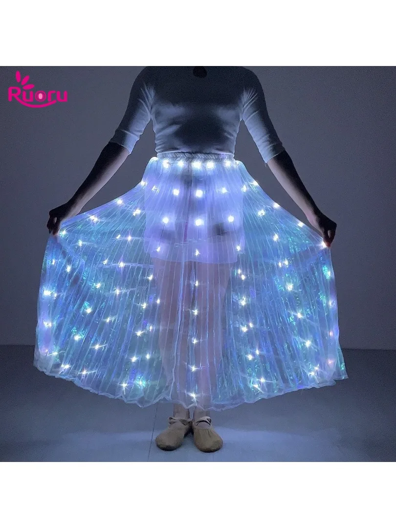 Ruoru jupe Led femmes danse du ventre jupe lumineuse longue Tutu pour filles Festival Rave accessoires danse éclairer accessoires carnaval