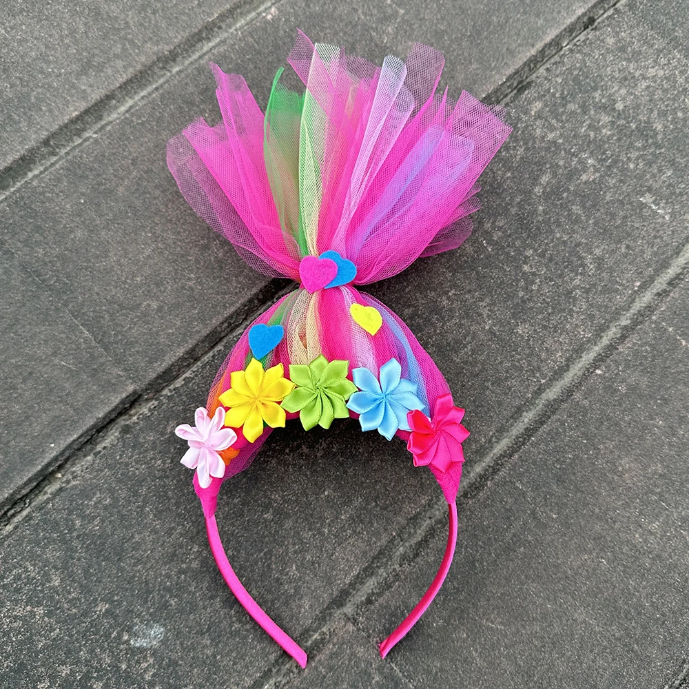 Accessoires pour cheveux de fête Trolls Poppy Princess, bandeaux personnalisés, accessoires de cosplay d'Halloween, couvre-chef, cadeau