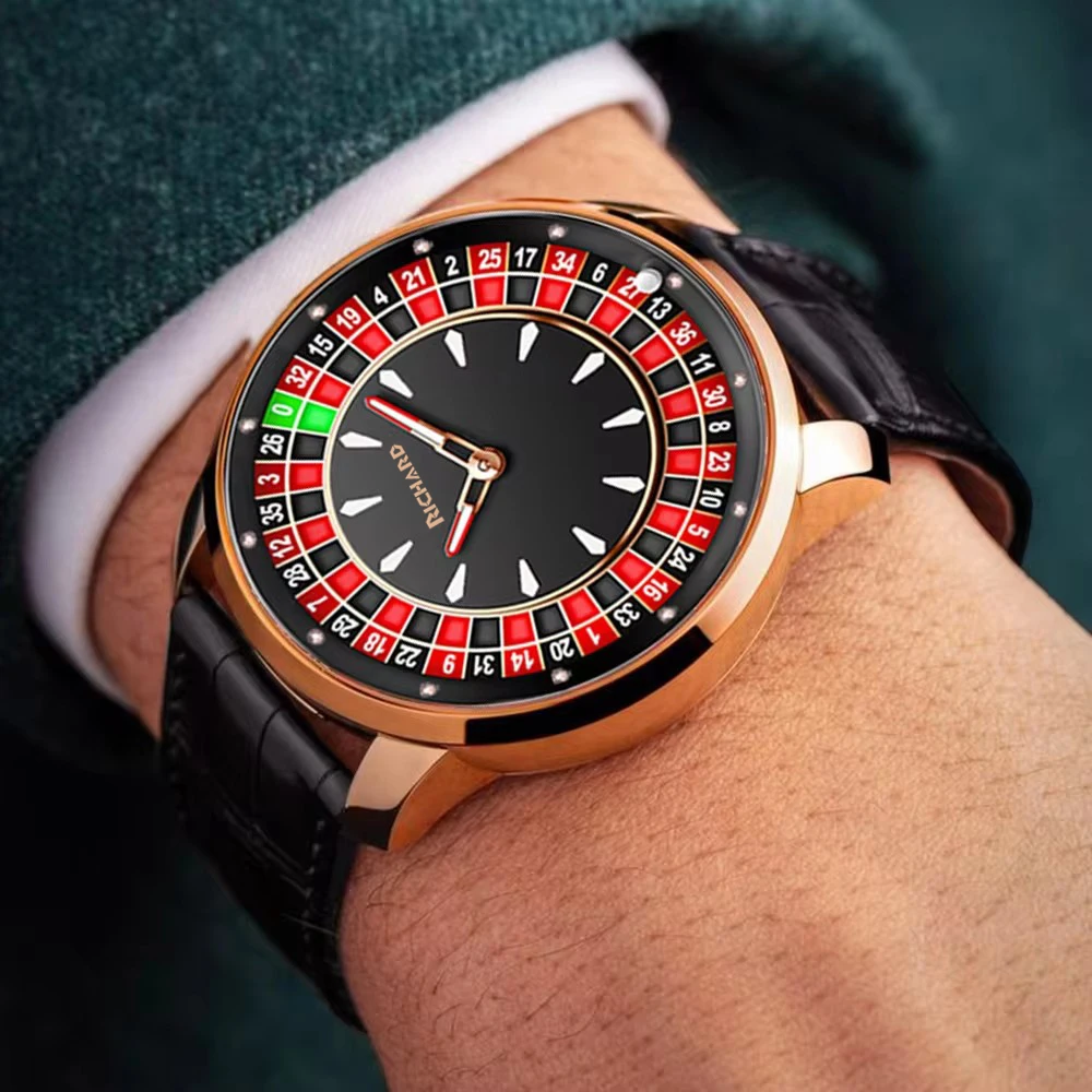 Richard V2 New Mechanical Watch Men Sapphire Glass NH35 Rotating Dial Las Vegas Roulette Desktop Theme Automatic Men Watches