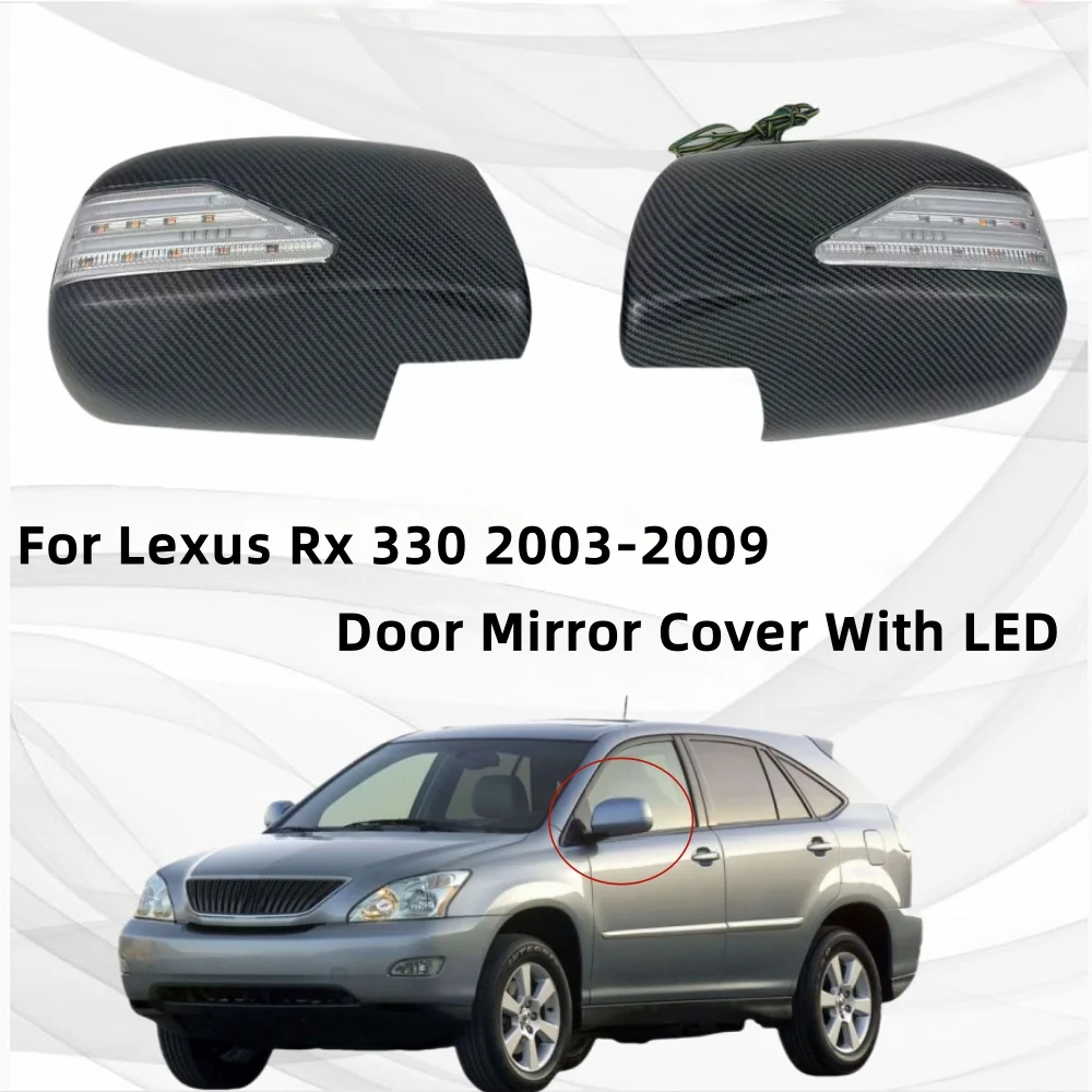 

Carbon Fiber Pearl Door Mirror Cover With LED Trim For Lexus Rx 330 rx330 2003 2004 2005 2006 2007 2008 2009 Chrome silver