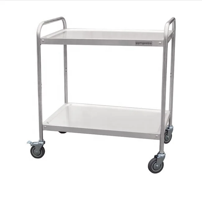 For Kitchen trolley  Double layer trolley Stainless Steel Food Service Cart With Wheels food trolley Cleaning Carts