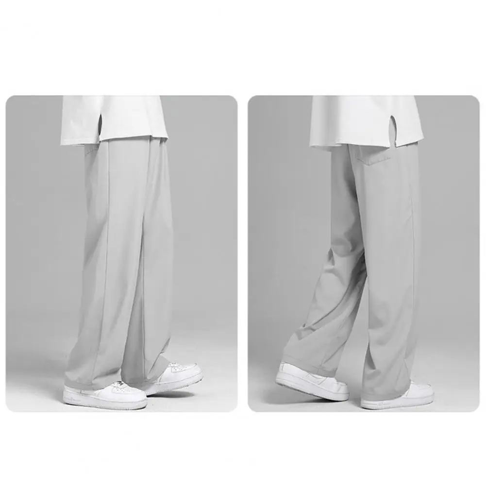 Stylish Men Pants  Solid Color Bottoms Men Trousers  High Waist Draped Pants