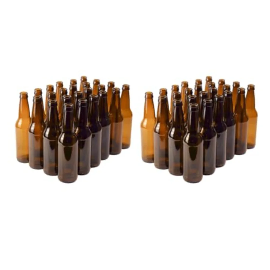 

Amber Beer Bottles 12oz Pack of 48 Longneck Glass Beer Bottles with Pry-off Crown Finish for Home Brewing Mead, Cider and Kombu