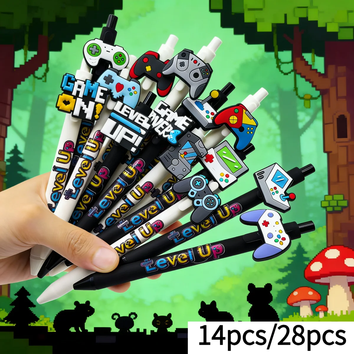 

14 pieces / 28 pieces retro game console pattern ballpoint pens. Smooth writing, specially designed for game enthusiasts.