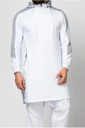 Los nuevos hombres de Jubba Thobe musulmán árabe islámica ropa Kaftan Abaya de Dubai de manga larga de invierno costura Arabia Saudita suéter