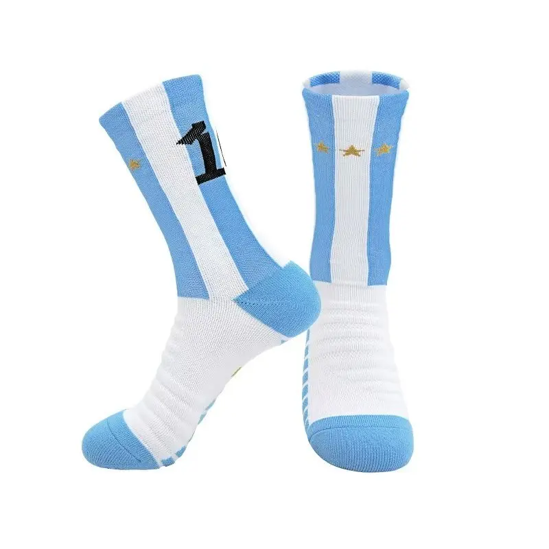 Chaussettes de football professionnelles pour enfants, chaussettes au-dessus du genou, longues et respirantes, Messi Ronaldo, équipe nationale, américains