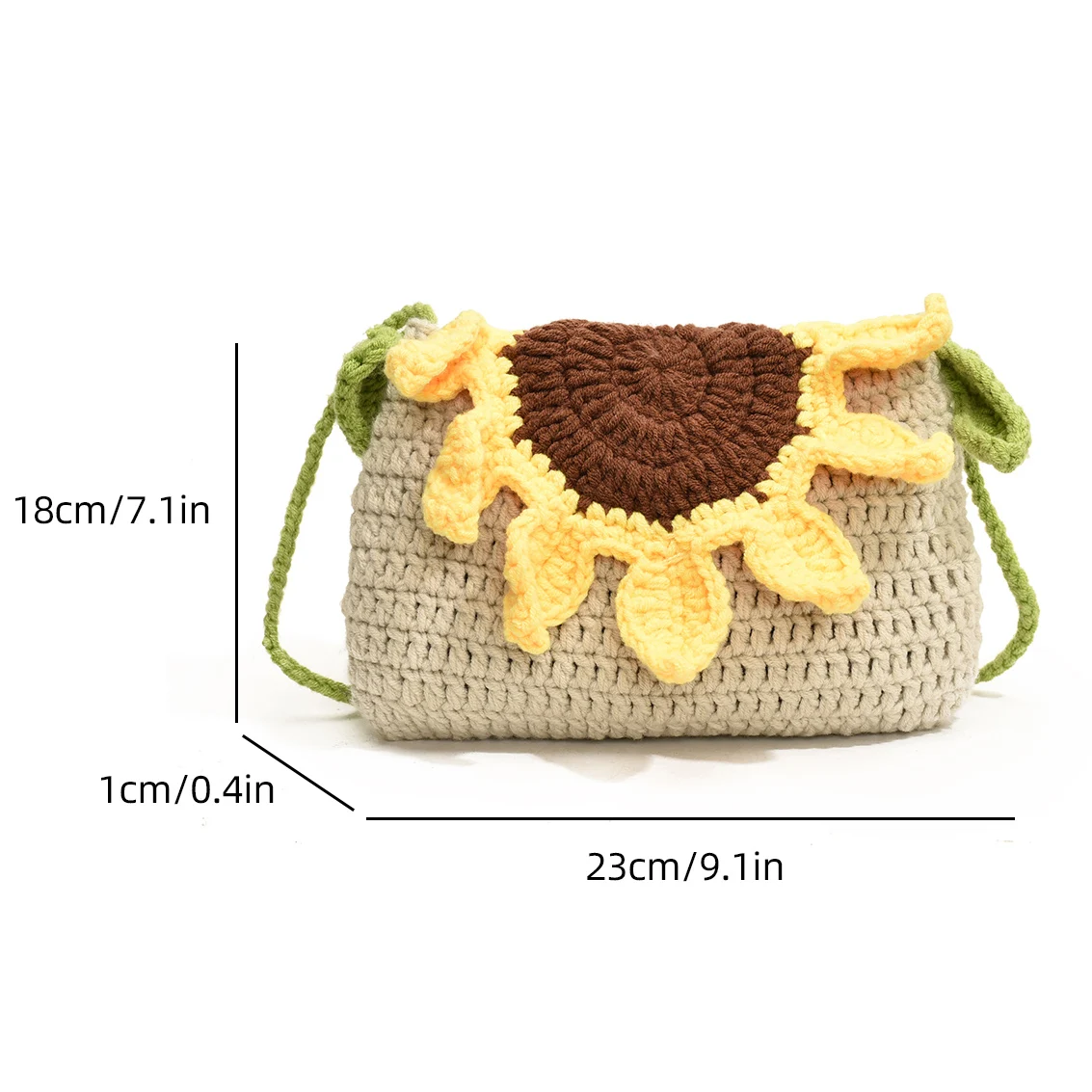 Big Sunflower Crochet Handbag Fashion Knitted Bag Flap Messenger Bag Lady Satchel Casual Handmade Bag Versatile Crossbody Purse