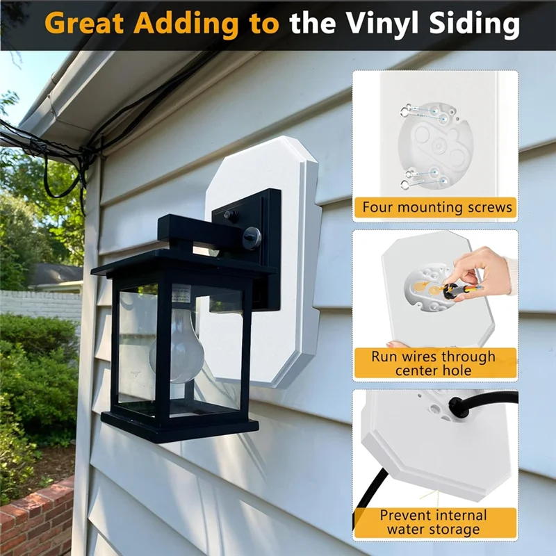 Classy-Siding Mounting Kit, 8141DBL Outdoor Light Mounting Block, Siding Mounting Plate For Lap Double And 4 Inch Siding