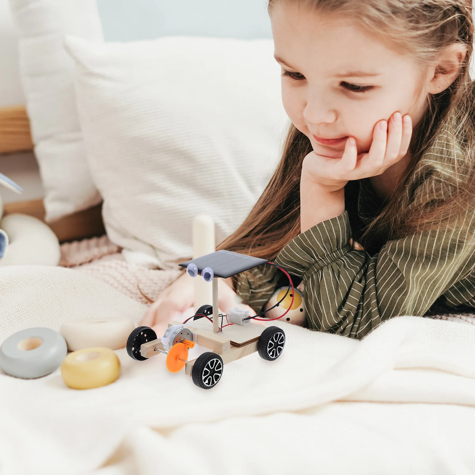 Pacote de material de carro brinquedos de montagem de carro mini tamanho brinquedo de treinamento de criatividade para crianças estudantes brinquedo solar educacional